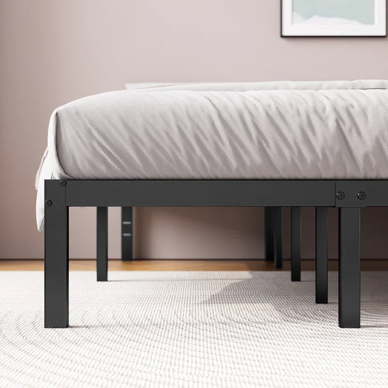 Barbieri Modern Metal Platform Bed Frame with Heavy Duty Steel Slat Support