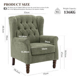 Button-Tufted Wingback Accent Chair - Solid Wood Legs with Rolled Arm &Thick Padded Cushion