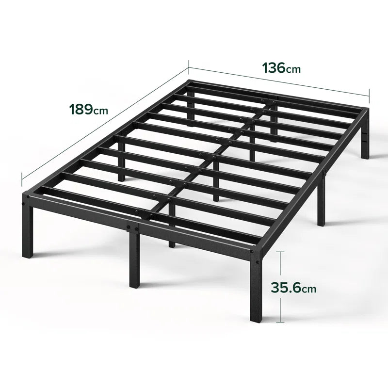 Barbieri Modern Metal Platform Bed Frame with Heavy Duty Steel Slat Support