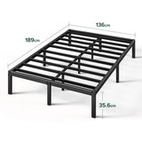Barbieri Modern Metal Platform Bed Frame with Heavy Duty Steel Slat Support