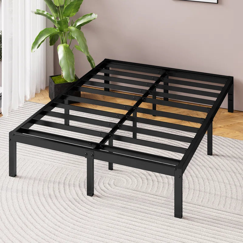 Barbieri Modern Metal Platform Bed Frame with Heavy Duty Steel Slat Support