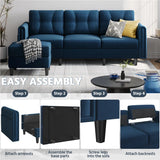 Sectional Sofa with Ottoman Reversible 3-Seater Chaise Lounge