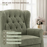 Button-Tufted Wingback Accent Chair - Solid Wood Legs with Rolled Arm &Thick Padded Cushion