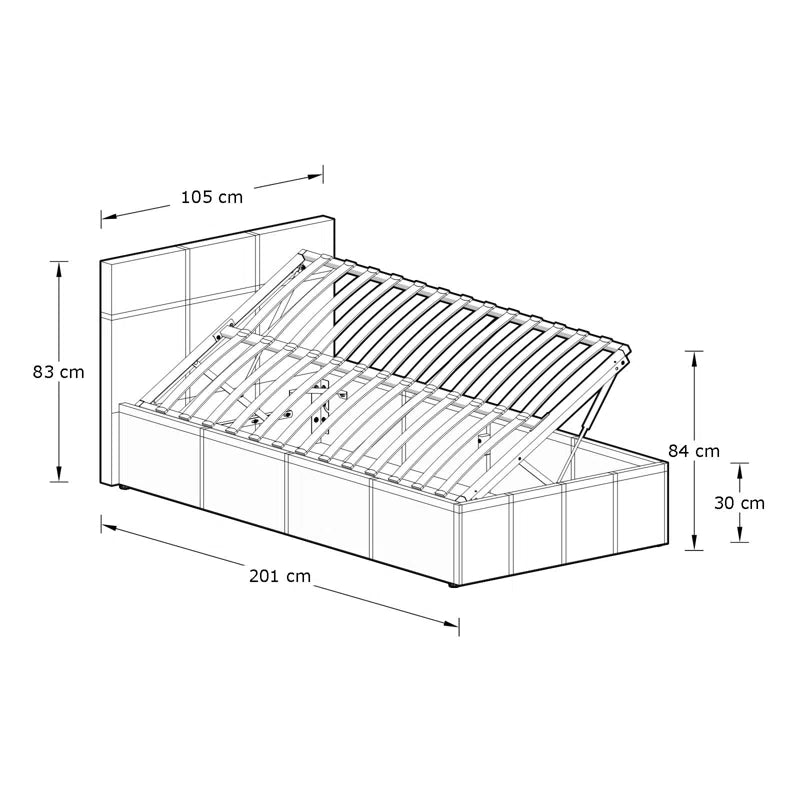 Basso Upholstered Side Lift Ottoman Bed