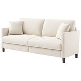 Modern 193Cm Teddy 3-Seater Sofa with Square Armrests and Two Throw Pillows