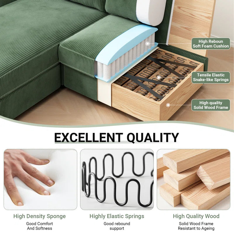 180Cm 2 Seat Area Corduroy Corner Sofa