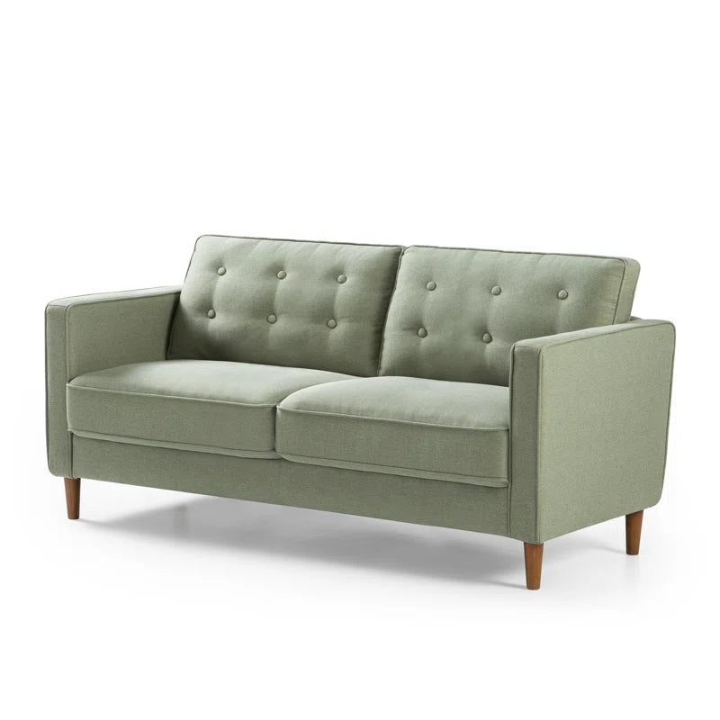 Floman Mid-Century Modern Upholstered Sofa - Button-Tufted Fabric Comfort Seat - Sturdy Frame with Supportive Foam Cushions - Durable & Stylish Sitting - Easy Assembly