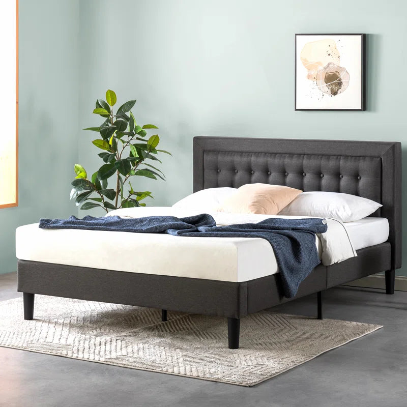 Allenwood Upholstered Bed Frame with Button Tufted Headboard