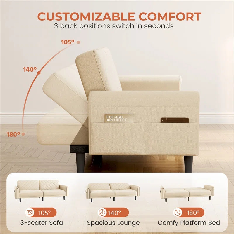 Fabric Click-Clack 3-Seater Sofa