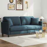 Modern 193Cm Teddy 3-Seater Sofa with Square Armrests and Two Throw Pillows