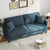Modern 193Cm Teddy 3-Seater Sofa with Square Armrests and Two Throw Pillows