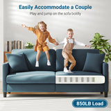 Modern 193Cm Teddy 3-Seater Sofa with Square Armrests and Two Throw Pillows