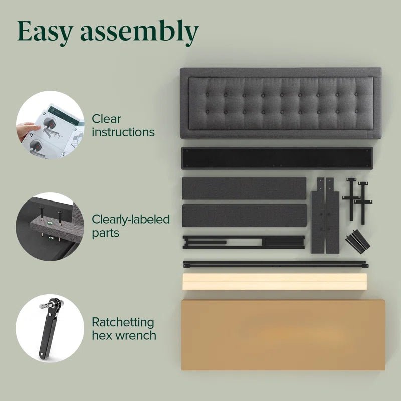 Allenwood Upholstered Bed Frame with Button Tufted Headboard