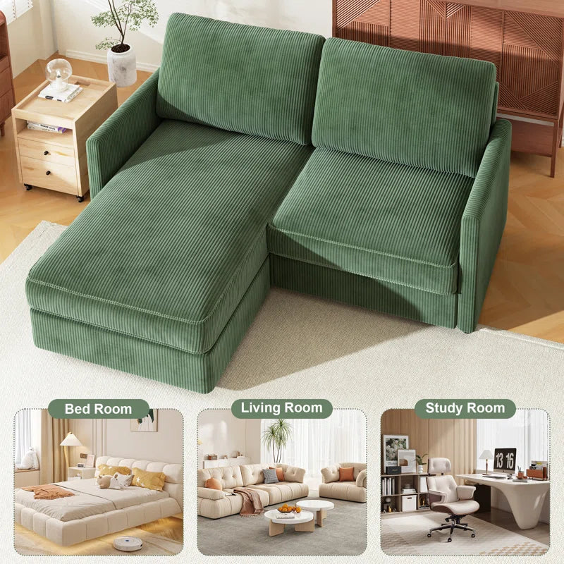 180Cm 2 Seat Area Corduroy Corner Sofa