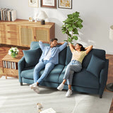 Modern 193Cm Teddy 3-Seater Sofa with Square Armrests and Two Throw Pillows