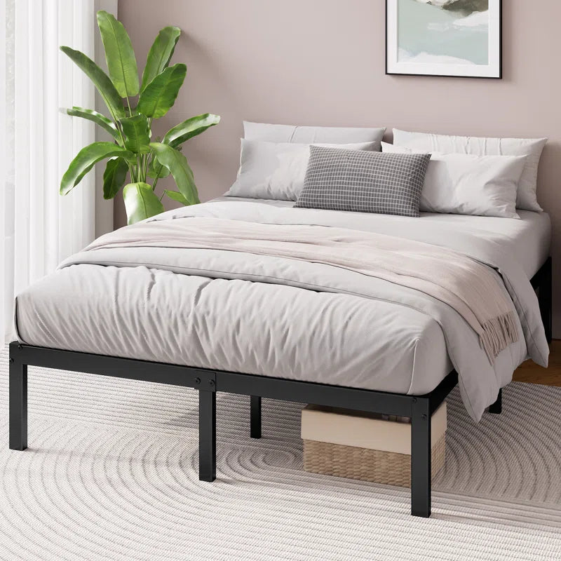 Barbieri Modern Metal Platform Bed Frame with Heavy Duty Steel Slat Support