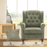 Button-Tufted Wingback Accent Chair - Solid Wood Legs with Rolled Arm &Thick Padded Cushion