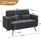 Modern Fabric Sofa Couch 2 Seater Sofa Upholstered Loveseat