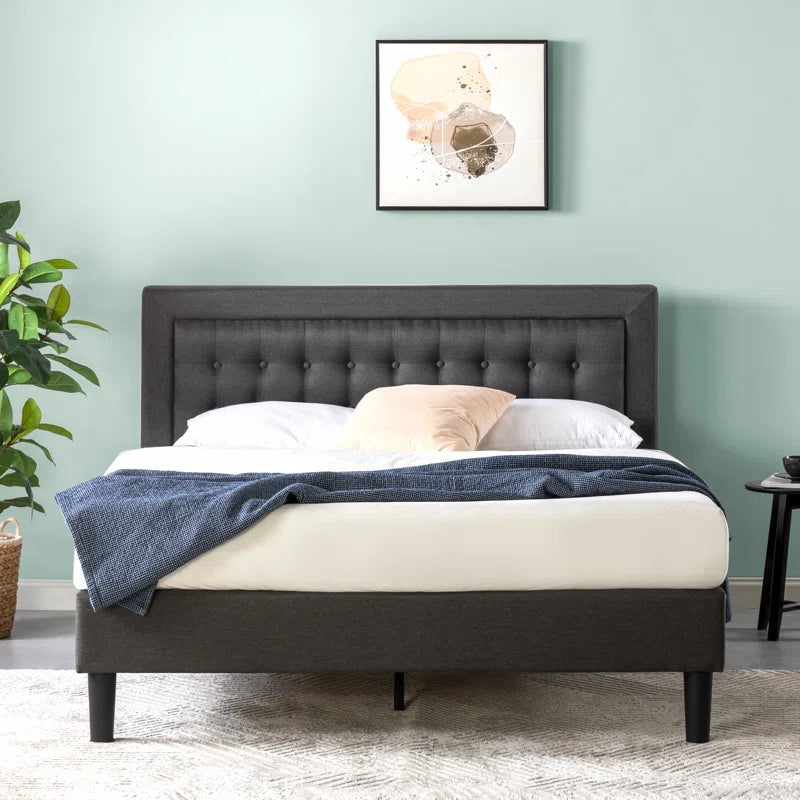 Allenwood Upholstered Bed Frame with Button Tufted Headboard
