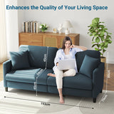 Modern 193Cm Teddy 3-Seater Sofa with Square Armrests and Two Throw Pillows