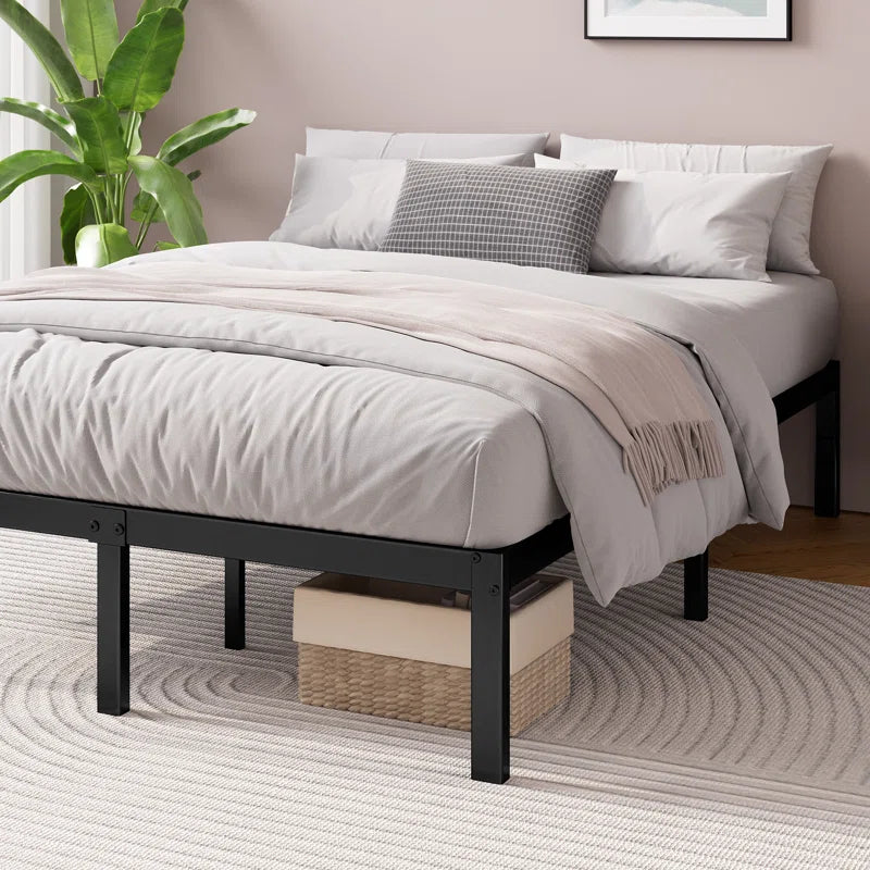 Barbieri Modern Metal Platform Bed Frame with Heavy Duty Steel Slat Support