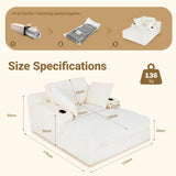 Oversized Cloud Chaise Lounge with Cup Holders & Side Pocket, No Assembly Required, Corduroy