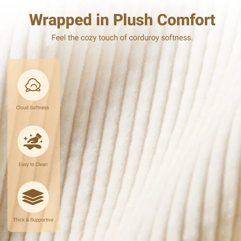 Oversized Cloud Chaise Lounge with Cup Holders & Side Pocket, No Assembly Required, Corduroy