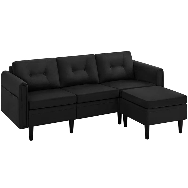 Sectional Sofa with Ottoman Reversible 3-Seater Chaise Lounge