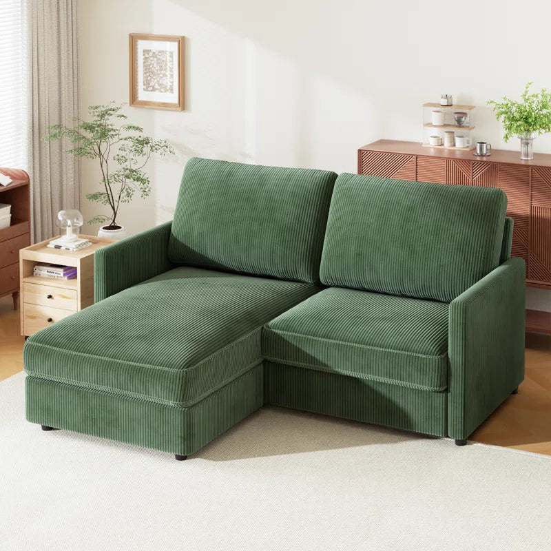 180Cm 2 Seat Area Corduroy Corner Sofa