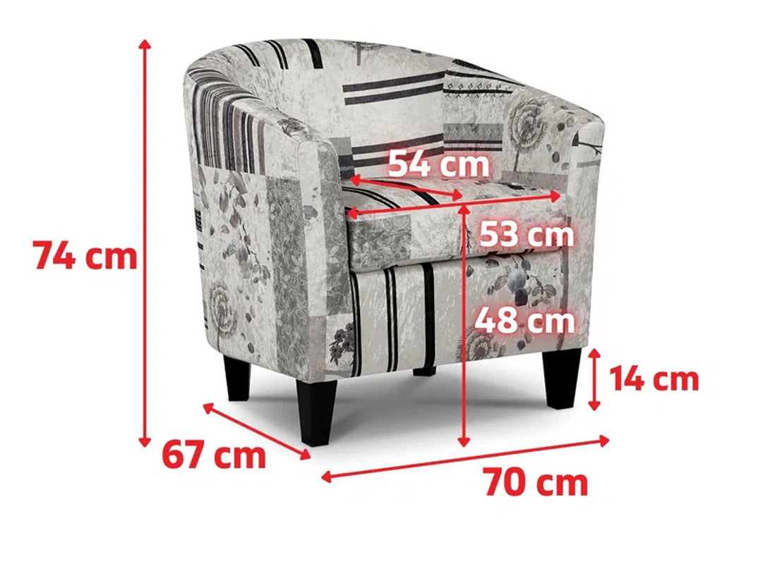 Angelice Multicoloured Patchwork Accent Tub Chair