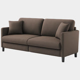 Modern 193Cm Teddy 3-Seater Sofa with Square Armrests and Two Throw Pillows