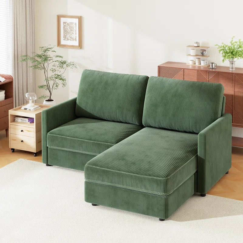 180Cm 2 Seat Area Corduroy Corner Sofa