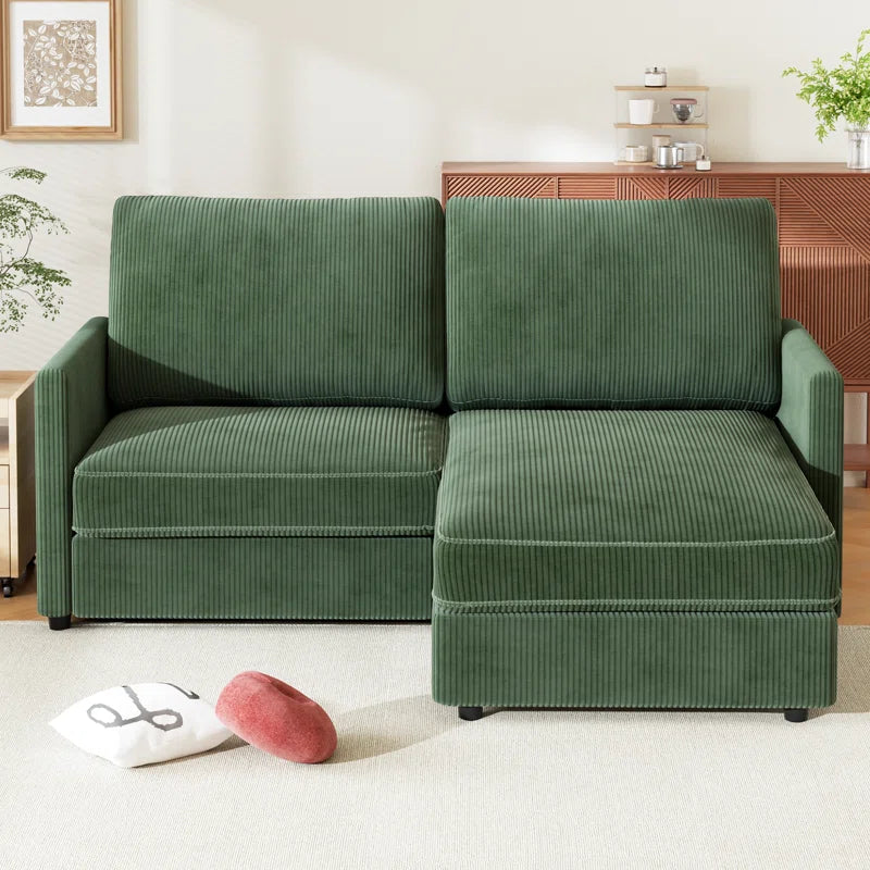 180Cm 2 Seat Area Corduroy Corner Sofa